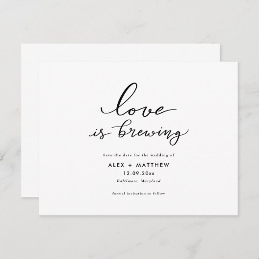 Moderne Script-Liebe bricht Save the Date Einladung (Vorne/Hinten)