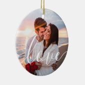 Moderne Script-Liebe Couple Foto Keramik Ornament (Rechts)