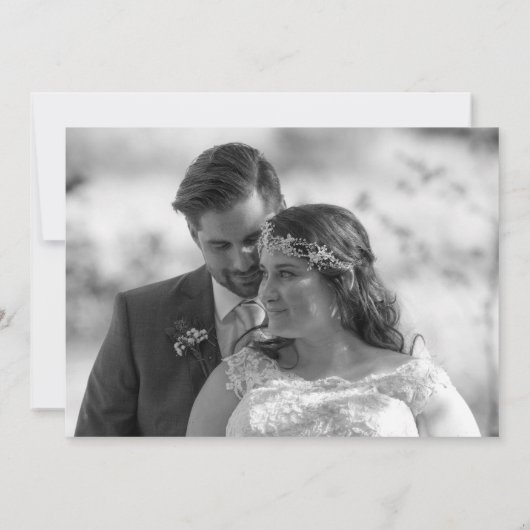 Moderne Script-Liebe dank Foto Wedding Dankeskarte (Rückseite)