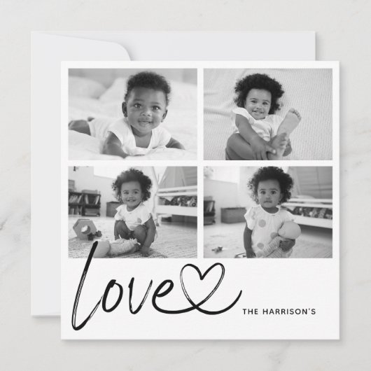 Moderne Script Liebe Foto Collage Card (Vorderseite)