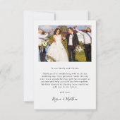 Moderne Script Liebe Heart Wedding Foto Collage Dankeskarte (Rückseite)