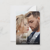 Moderne Script Liebe Herz 2 Foto Hochzeit Vielen D Mitteilungskarte (Vorderseite)