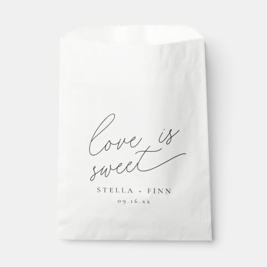 Moderne Script-Liebe ist süße Hochzeit Geschenktütchen (Vorderseite)