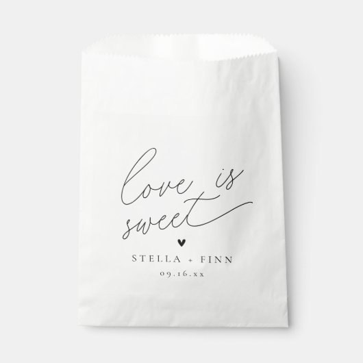 Moderne Script-Liebe ist süße Hochzeit Geschenktütchen (Vorderseite)