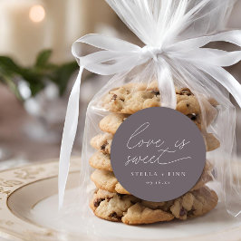 Moderne Script-Liebe ist süße Hochzeit Runder Aufkleber