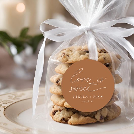 Moderne Script-Liebe ist süße Hochzeit Runder Aufkleber