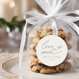 Moderne Script-Liebe ist süße Hochzeit Runder Aufkleber