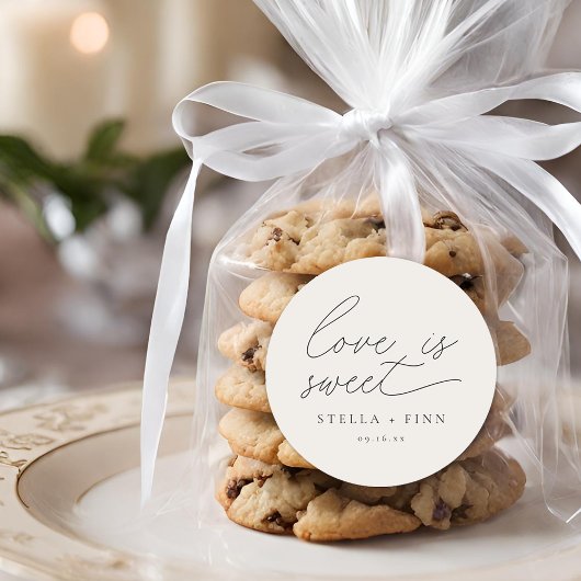 Moderne Script-Liebe ist süße Hochzeit Runder Aufkleber