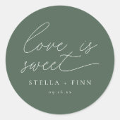 Moderne Script-Liebe ist süße Hochzeit Runder Aufkleber (Vorderseite)