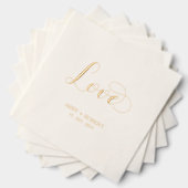 Moderne Script-Liebe | Paare Name Custom Wedding Servietten Mit Folie (Insitu (Gestapelt))