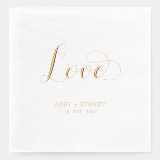 Moderne Script-Liebe | Paare Name Custom Wedding Servietten Mit Folie (Vorderseite)