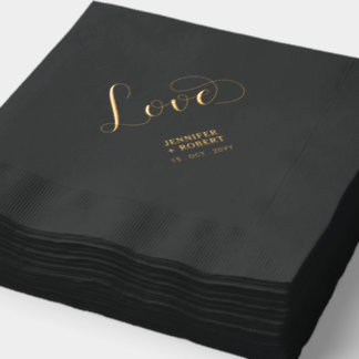 Moderne Script-Liebe | Paare Name Custom Wedding Servietten Mit Folie