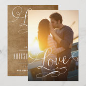 Moderne Script-Liebe Romantisches Foto Save the Da Date (Vorne/Hinten)