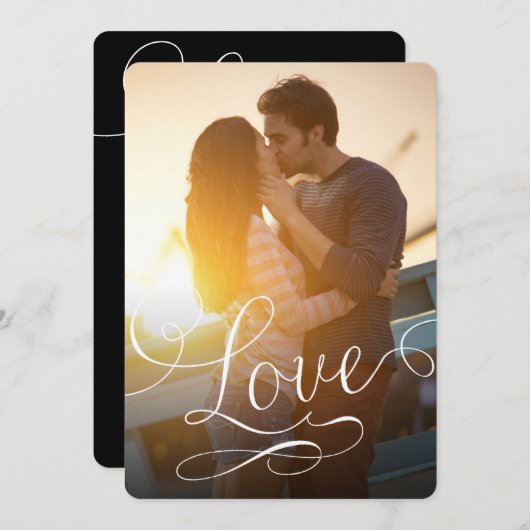 Moderne Script-Liebe Romantisches Foto Save the Da Save The Date (Vorne/Hinten)