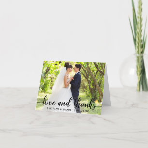 Moderne Script-Liebe und dank Couple Wedding Note Dankeskarte