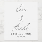 Moderne Script-Liebe und dank-Gastgeschenk Hochzei Weinetikett (Einzelnes Label)