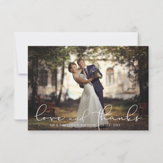 Moderne Script-LIEBE UND DANKE Foto Wedding (Vorderseite)