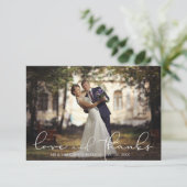 Moderne Script-LIEBE UND DANKE Foto Wedding (Stehend Vorderseite)
