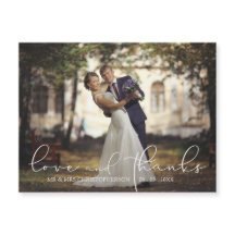 Moderne Script-LIEBE UND DANKE Foto Wedding