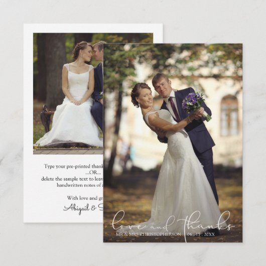 Moderne Script-LIEBE UND DANKE Foto Wedding Vielen (Vorne/Hinten)