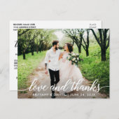 Moderne Script-Liebe und Danke-Wedding Foto W Postkarte (Vorne/Hinten)