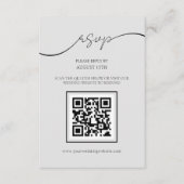 Moderne Script Light Gray QR Code Wedding RSVP Car Begleitkarte (Vorderseite)