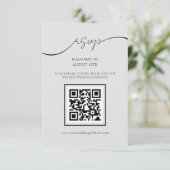 Moderne Script Light Gray QR Code Wedding RSVP Car Begleitkarte (Stehend Vorderseite)