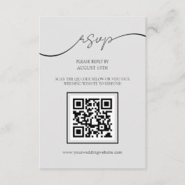 Moderne Script Light Gray QR Code Wedding RSVP Car Begleitkarte