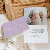 Moderne Script Light Lila Foto Taufe Dankeskarte