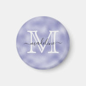 Moderne Script Lila Foil Monogram Kitchen Magnet (Vorne)