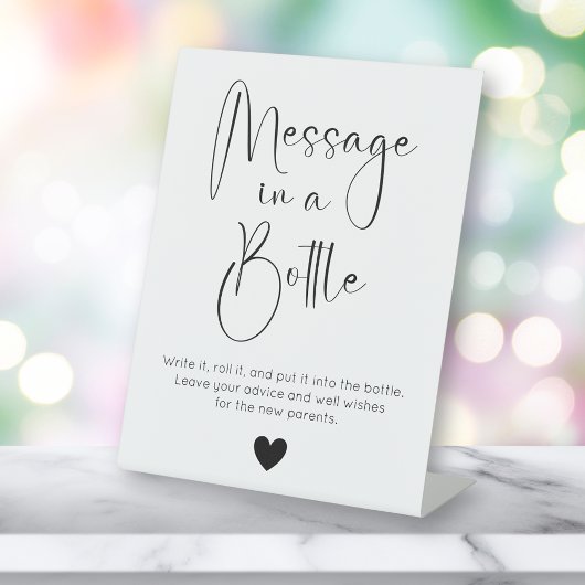 Moderne Script-Meldung in einer Flasche Baby-Dusch Sockelschild