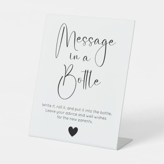 Moderne Script-Meldung in einer Flasche Baby-Dusch Sockelschild (Vorderseite)
