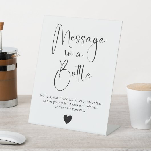 Moderne Script-Meldung in einer Flasche Baby-Dusch Sockelschild (In SItu)