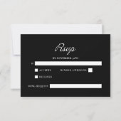 Moderne Script Minimal Calligrafy Black Wedding RSVP Karte (Vorderseite)