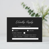 Moderne Script Minimal Calligrafy Black Wedding RSVP Karte (Stehend Vorderseite)