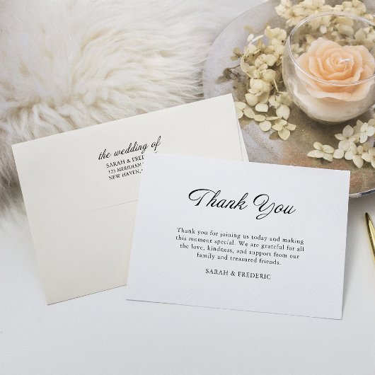 Moderne Script Minimal Calligraphy White Wedding Dankeskarte