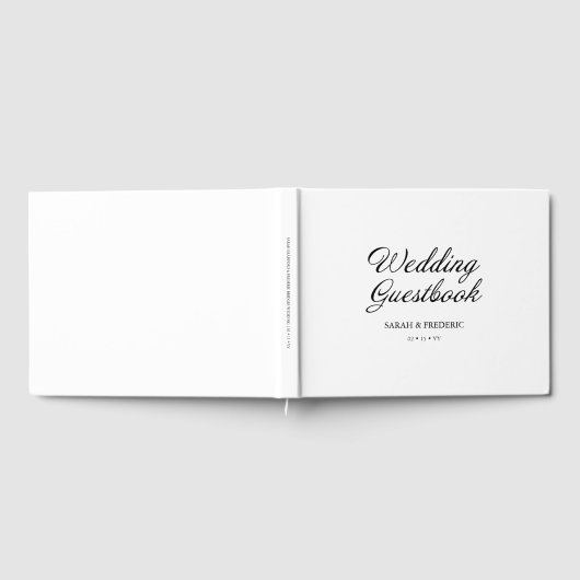 Moderne Script Minimal Calligraphy White Wedding Gästebuch (Voll)