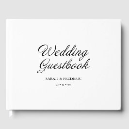 Moderne Script Minimal Calligraphy White Wedding Gästebuch