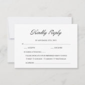 Moderne Script Minimal Calligraphy White Wedding RSVP Karte (Vorderseite)