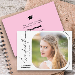 Moderne Script Minimal Foto Graduation Party Einladung