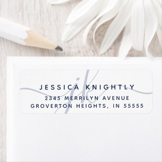 Moderne Script Minimal Monogram Initials Navy Blue (Insitu)