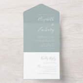 Moderne Script Minimal Sea Glass Hochzeit All In One Einladung (Innen Boden)
