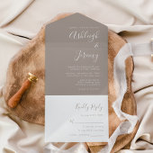 Moderne Script Minimal Taupe Hochzeit All In One Einladung