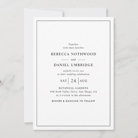 Moderne Script Minimal Wedding Einladung (Vorderseite)