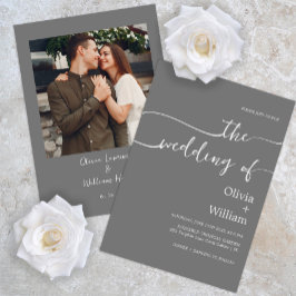 Moderne Script Minimalistisch Hochzeitseinladung Einladung