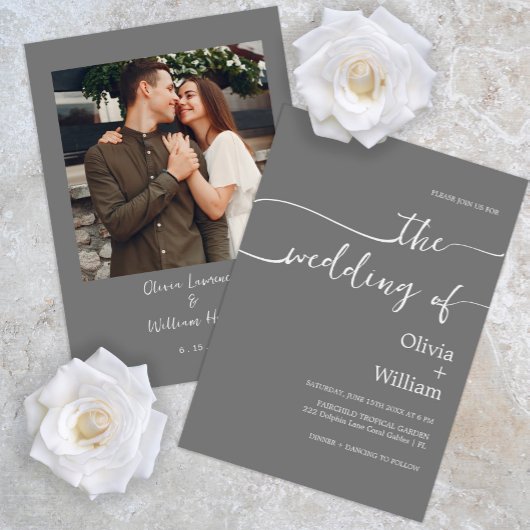 Moderne Script Minimalistisch Hochzeitseinladung Einladung