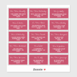 Moderne Script-Minimalistische Hochzeitgastadresse Aufkleber