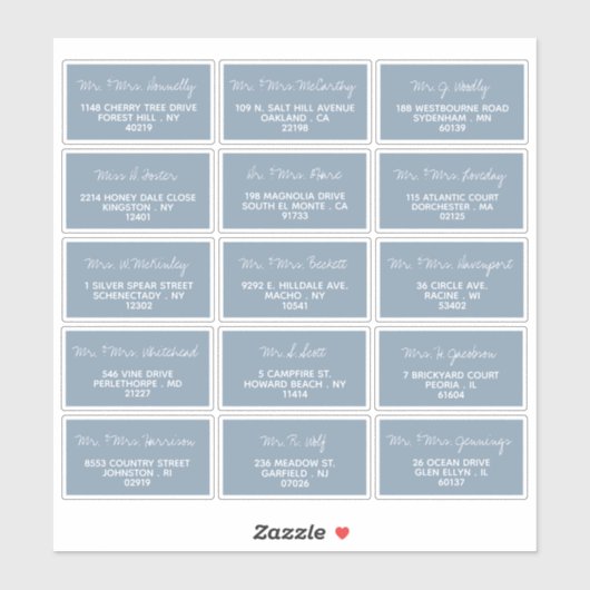 Moderne Script-Minimalistische Hochzeitgastadresse Aufkleber (Blatt)