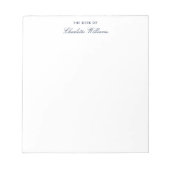 Moderne Script Minimalistische Monogramm Notizblock (Vorderseite)