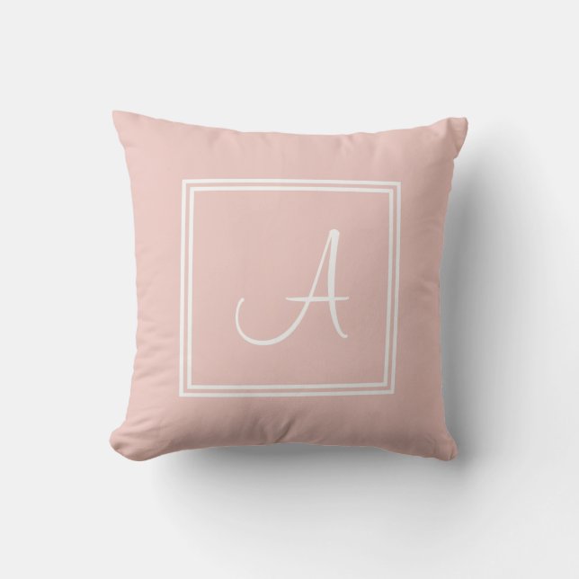 Moderne Script Monogram Elegant Blush Pink Templat Kissen (Vorderseite)